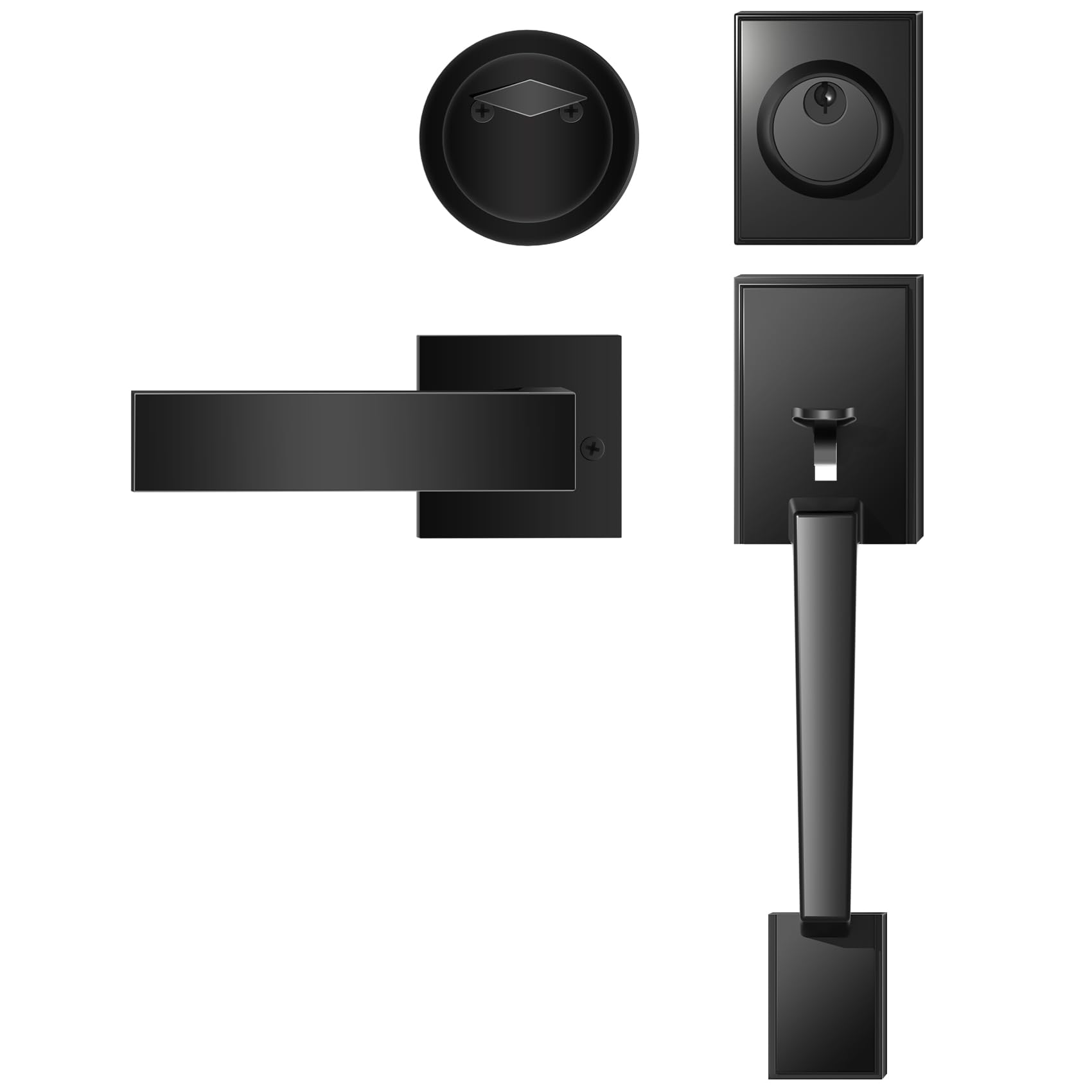 black Apple 本体＋ディティールアップパーツSET Azdele Front Door Handle and Deadbolt Set, Front Door Lock Set
